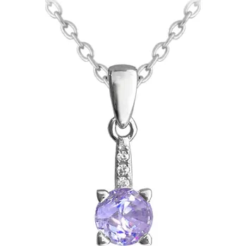 Náhrdelník Elegantní stříbrný náhrdelník s fialovým zirkonem, 45 cm