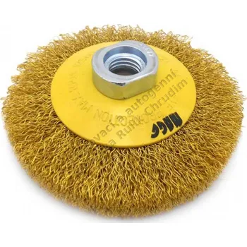 Brusný kotouč PHT a.s. Kartáč miskový 100, vlnitý mosazný drát, závit M14x2