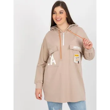 Dámská mikina Dámská mikina s kapucí plus size ABELA béžová