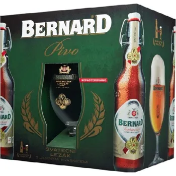 Pivo Bernard Sváteční ležák s jemnými kvasnicemi 12° 4x 0,5 l + 2x sklenice