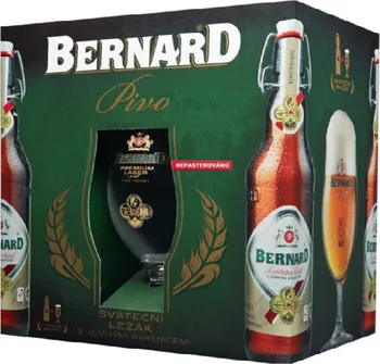 Pivo Bernard Sváteční ležák s jemnými kvasnicemi 12° 4x 0,5 l + 2x sklenice
