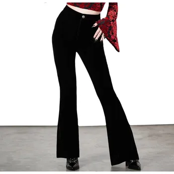 Dámské kalhoty kalhoty dámské KILLSTAR - Thena's Thistle Velvet Bootcut - Black