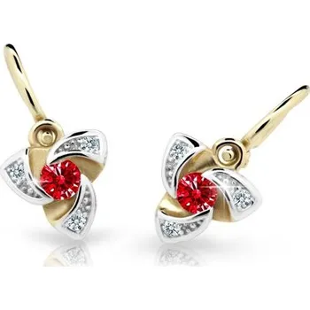 Náušnice Cutie Kids Jewellery c2203-10-40-x-1 Zlaté dětské náušnice na brizuru Cutie C2203 Ruby Dark – zlatý šperk ryzosti 585/1000 v Dárkovém balení s Certifikátem GBECRB-00571