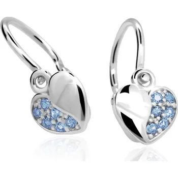 Náušnice Cutie Kids Jewellery c2160-10-70-x-2 Dětské náušnice srdíčka z bílého zlata na brizuru Cutie C2160 Arctic Blue – zlatý šperk ryzosti 585/1000 v Dárkovém balení s Certifikátem GBEWM-00437