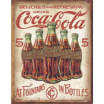 Plechová cedule Plechová cedule Coca Cola 5 Bottles Retro 32 cm x 40 cm