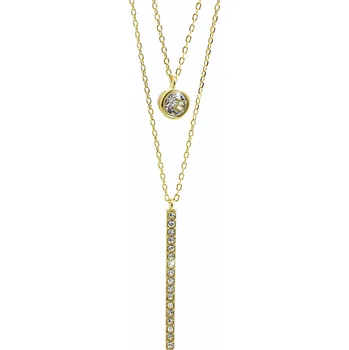 Náhrdelník Náhrdelník dvouřetízkový s krystalem zlato - FashionM.cz