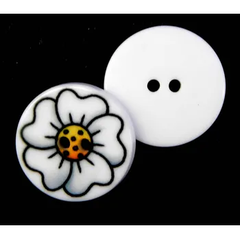 Knoflík GU552, Knoflík plastový, bílá kytička, 24" / 1 kus