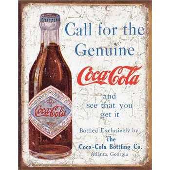 Plechová cedule Plechová cedule Coca Cola - Call for the Geniune 32 cm x 40 cm