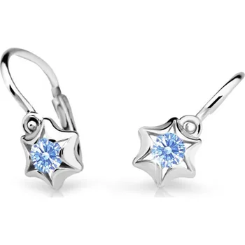 Náušnice Cutie Kids Jewellery c2159-10-70-x-2 Dětské náušnice z bílého zlata na brizuru Cutie hvězdičky C2159 Arctic Blue – zlatý šperk ryzosti 585/1000 v Dárkovém balení s Certifikátem GBEWM-00496