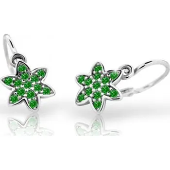 Náušnice Cutie Kids Jewellery c2206-10-90-x-2 Dětské náušnice na brizuru Cutie kytičky C2206 Emerald Green - bílé zlato – zlatý šperk ryzosti 585/1000 v Dárkovém balení s Certifikátem GBEWZ-00540