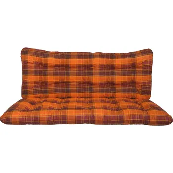 Příslušenství k houpačce Polstr a opěrka na zahradní houpačku - 120 cm - oranžovočervená kostka - 120 cm