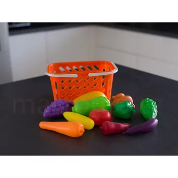 Dětská kuchyňka Potraviny v košíku set - oranžový