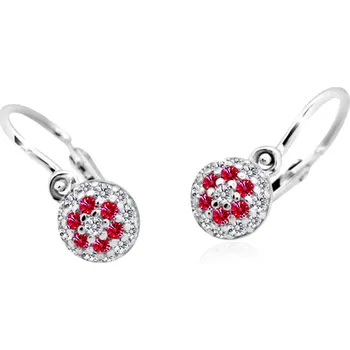 Náušnice Cutie Kids Jewellery c2755-10-40-x-2 Dětské náušnice z bílého zlata na brizuru Cutie C2755 Ruby Dark – zlatý šperk ryzosti 585/1000 v Dárkovém balení s Certifikátem GBEWRB-00740