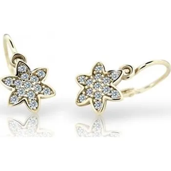 Náušnice Cutie Kids Jewellery c2206-10-10-x-1 Zlaté dětské náušnice na brizuru Cutie kytičky C2206 White – zlatý šperk ryzosti 585/1000 v Dárkovém balení s Certifikátem GBEYB-00548