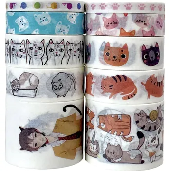 Lepicí páska AKN Sada 10 ks washi pásek - Kočky