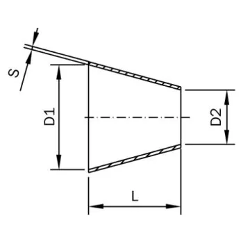 Vodovodní potrubí Redukce centrická-DIN 11852-kovově lesklá-1.4301: DN 65/40