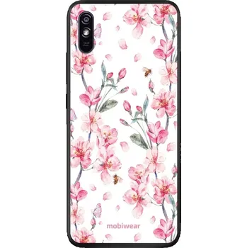 Pouzdro na mobilní telefon Lesklý kryt Mobiwear Glossy - Xiaomi Redmi 9A - G033G - Růžové květy (Prémiové lesklé pouzdro, obal, kryt Mobiwear Glossy na mobil Xiaomi Redmi 9A - G033G - Růžové květy, materiál Plast + TPU silikon - krytí po všech stranách, neošoupatelný potisk, tenké)