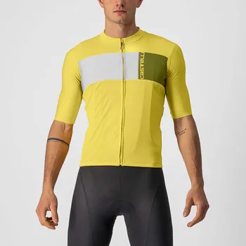 Cyklistické oblečení CASTELLI Cyklistický dres s krátkým rukávem - PROLOGO VII - ivory/žlutá 3XL