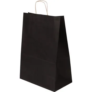 Obalový materiál Papírová EKO taška 305x170x425mm kroucené ucho černá 100 ks