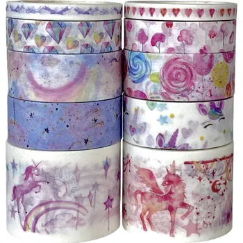 Lepicí páska AKN Sada 10 ks washi pásek - Jednorožci