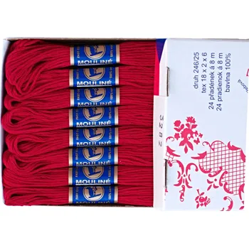 Příze Snový svět 3282 - Bavlněná vyšívací příze Mouline tmavě červená