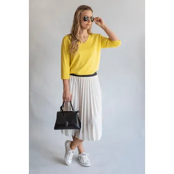 Dámský svetr Svetřík do "V" 3/4 rukáv 19076 Damod barva: žlutá, velikost: M