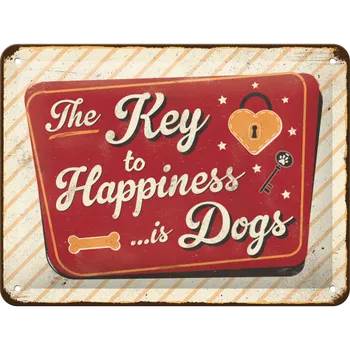 Plechová cedule Nostalgic Art Plechová Cedule Key to Happiness is Dogs