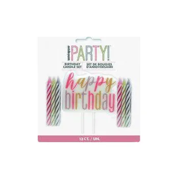 Dortová svíčka UNIQUE Svíčky dortové - Happy birthday 13 ks