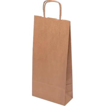 Obalový materiál Papírová EKO taška 160x80x390mm kroucené ucho hnědá 100 ks