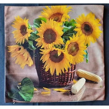 Povlak na dekorativní polštářek Povlak na polštářek Fotopolštář, Slunečnice v košíku