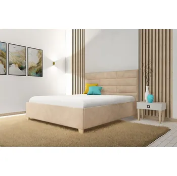 Postel Čalouněná postel Lamda, 180x200 cm, Mrava Odstín moření: Ořech tmavý, Výběr čalounění: Velvet 2217, Výška čela postele: 110 cm