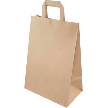 Obalový materiál Papírová EKO taška 320x140x420mm ploché ucho hnědá 100 ks