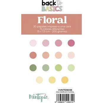 mintopia Sada jednostranných barevných papírů (30ks) 7,5x15cm Floral