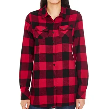 Dámská košile Burnside Dámská flanelová košile BU5210 Red - Black -Checked L