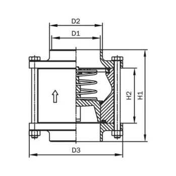 Ventil Ventil zpětný mezipřírubový - svár/svár - 1.4301: DN 65