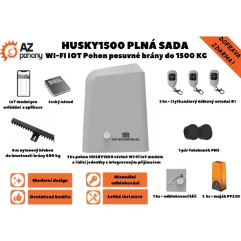 Pohon brány Husky1500Kit plná sada - Wi-Fi IoT pohon posuvné brány do 1500 kg