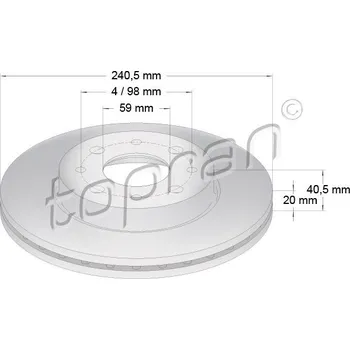 Brzdový kotouč Brzdový kotouč, , 1541803, 1541806, 46788929, 51742727, 9S511125BA, 9S511125DA, TOPRAN, 304 231