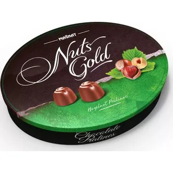 Bonboniéra Bonboniéra MAGNAT NUT GOLD 295 g - PLECHOVÁ DÓZA - VELKÁ (MAGNAT Nut Gold / velká bonboniéra v plechu / velká cca 25x19 cm)