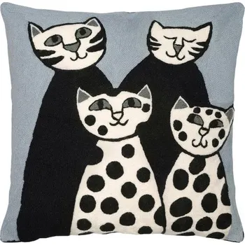 Polštář SCANquilt povlak ART WOOL cat family smetanovočerná 45 x 45 cm