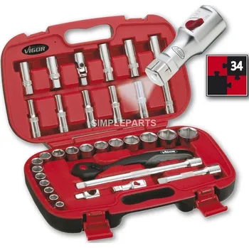 Autodílna Sada nářadí v kazetě (1/2") - (35-dílná), V1132 ,VIGOR ,, VIGOR, V1132