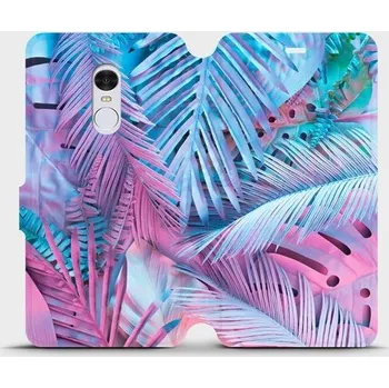 Pouzdro na mobilní telefon Mobiwear Flip pro Xiaomi Redmi Note 4 Global fialové/modré listy