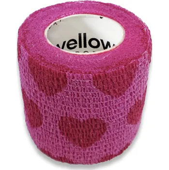 Elastické kohezivní obinadlo 5 x 450 cm YBand, barva růžová srdíčka