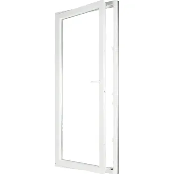 Vchodové dveře ALUPLAST Plastové jednokřídlové balkonové dveře bílé 80x200 Levé Zasklení: Dvojsklo Ug= 1,1