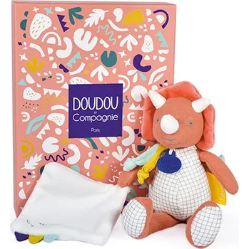 Hračka pro nejmenší Doudou Dárková sada - dinosaurus s dečkou 25 cm