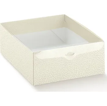 Termobox Scotton S.p.A. KRABICE NA DEZERTY - S PRŮHLEDNÝM VÍČKEM (BÍLÁ KŮŽE) 15x10x8cm