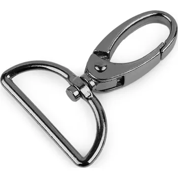 Kovová karabina otočná, průvlek 32 mm, barva 2 nikl černý