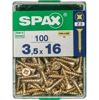 Vrut SPAX Vrut 3,5x16, zápustná hlava, PZ, YELLOX, 100 ks (M)