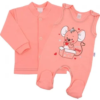 Kojenecká souprava New Baby Mouse 2dílná souprava lososová/růžová 86