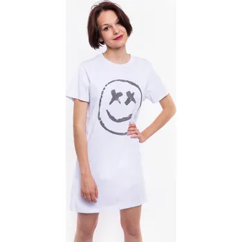 Dámské šaty Noisy May dámské prodloužené triko Zodiac Smiley bílé Velikost: S