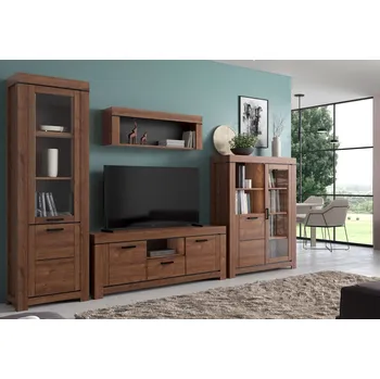 Obývací stěna Mebel Bos Obývací sestava 3.38 m hnědý dub Brass